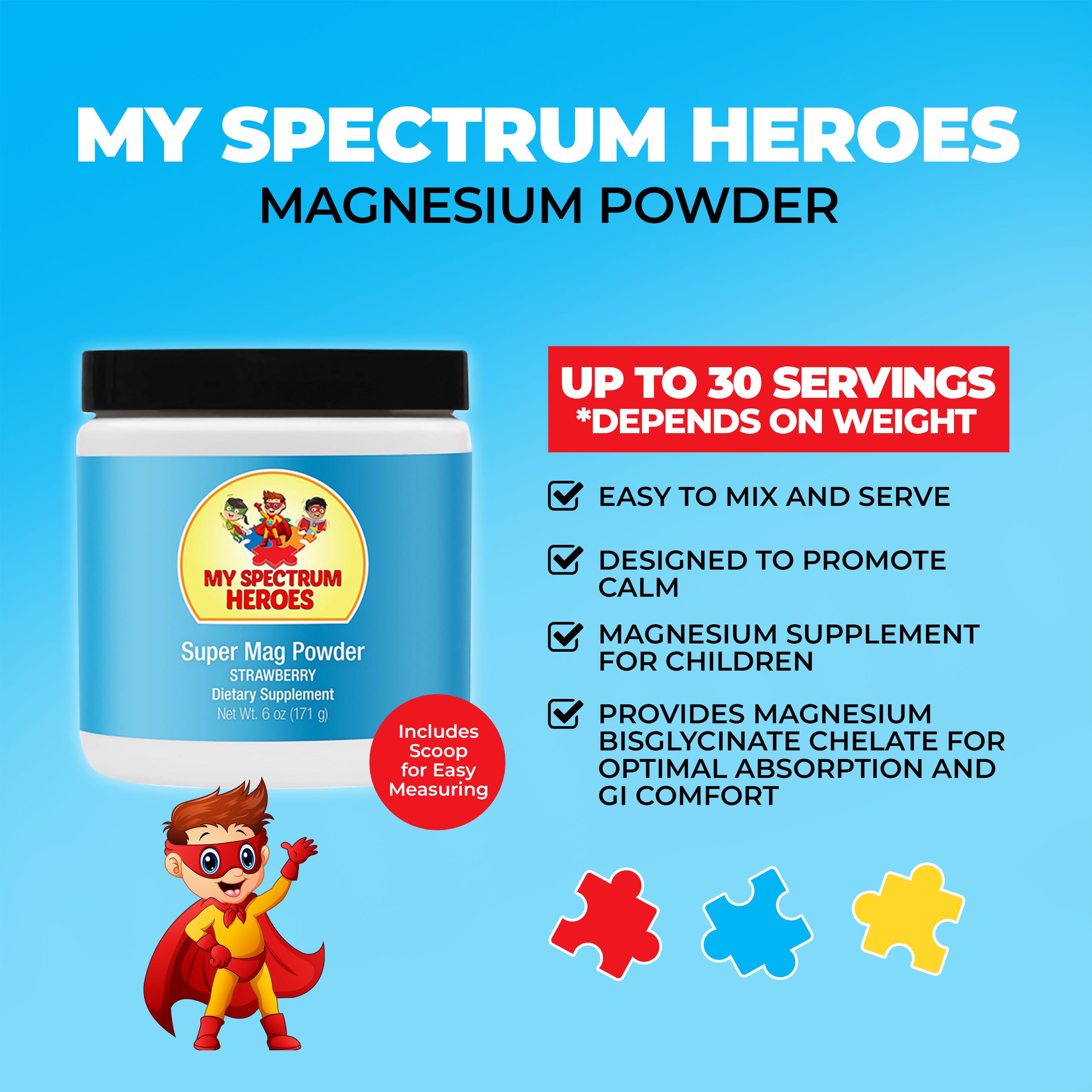 Super Mag Powder – Kids Magnesium (Strawberry)
