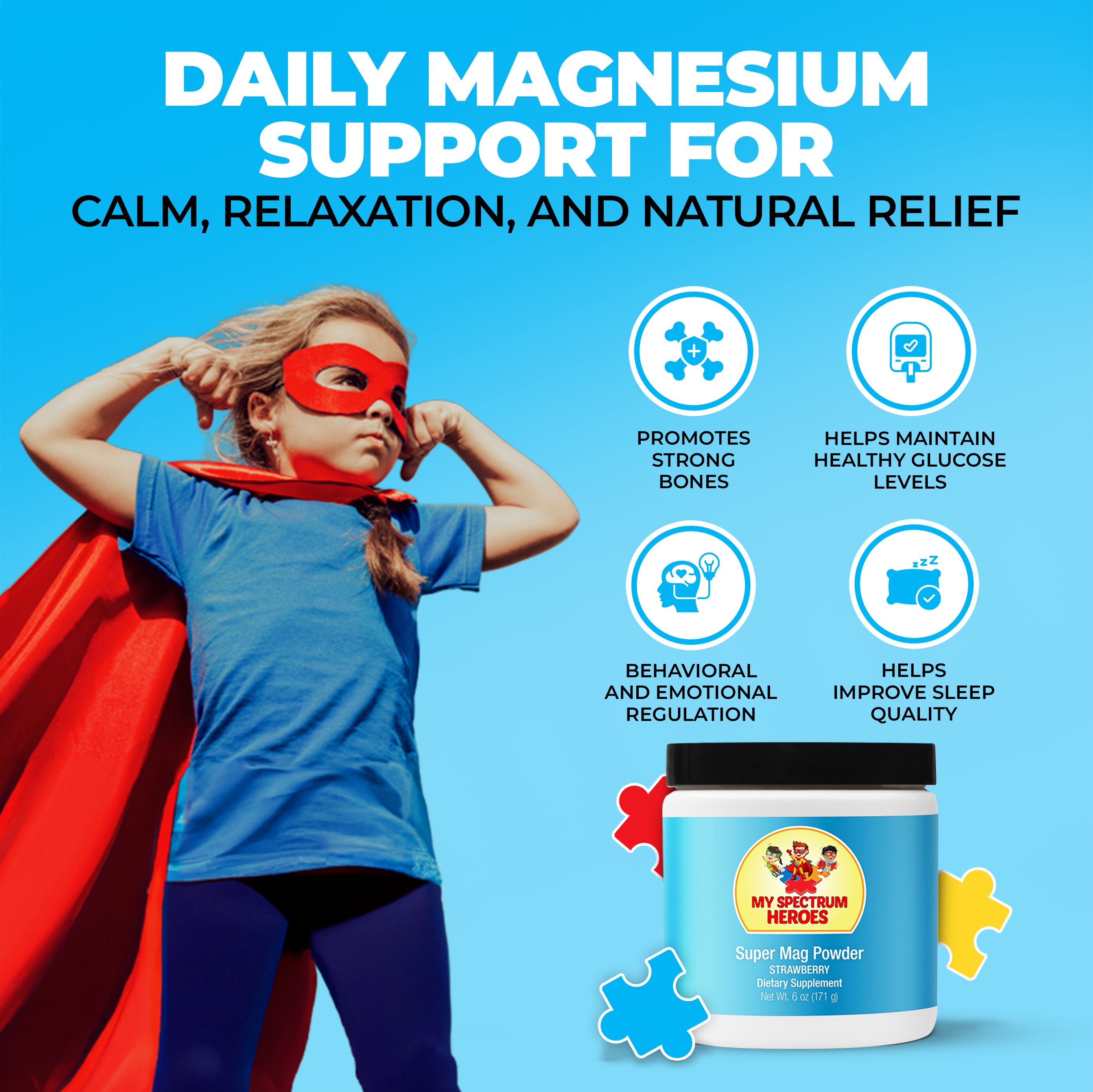 Super Mag Powder – Kids Magnesium (Strawberry)